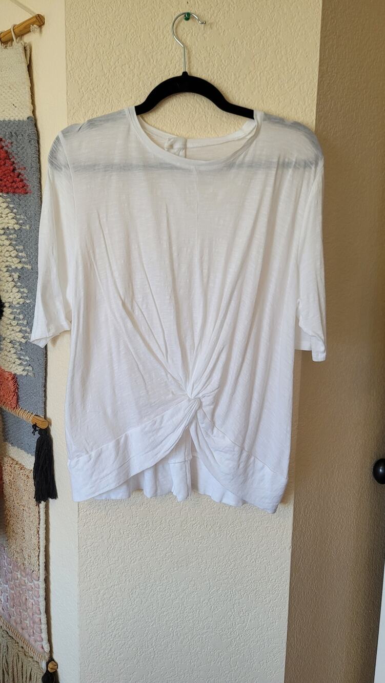 PACT KNOTTED 100% ORGANIC COTTON TEE IN WHITE, SZ XL